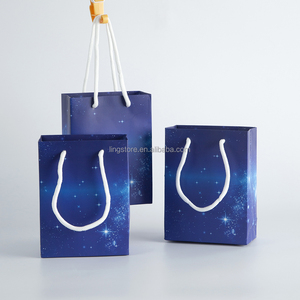 Blue 12x5.7x16cm Distinctive Advertising Paper Bag Elegant Handles <b>Environment</b>-Friendly Beautiful Design for Jewelry Containers - Product Image 4
