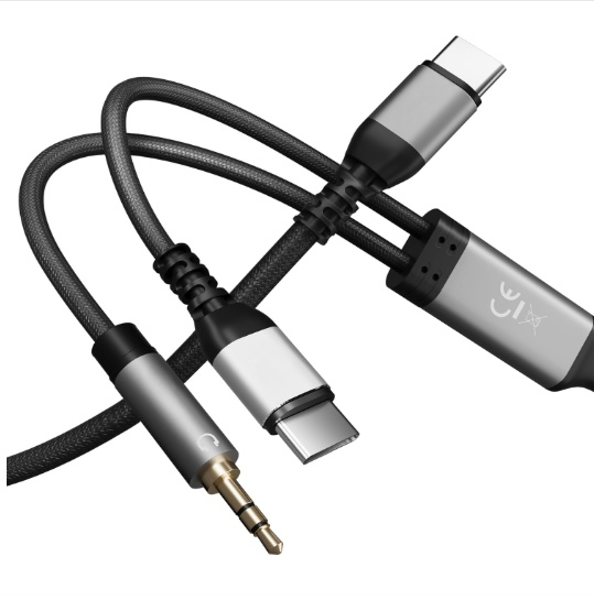 USB C to 3.5mm Aux Cable with 60W Fast Charging 2 in 1 Type C to 3.5mm Car Stereo Aux Jack Cable with PD 60W USB C Charger