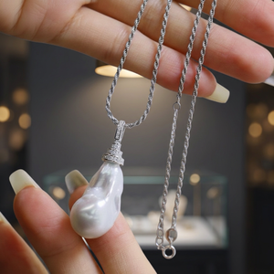 LAVINA Luxury Jewelry Rhodium Plated 925 Sterling Silver Zircon Vintage Pearl Fashion <b>Statement</b> <b>Necklace</b> Unisex Weddings - Product Image 2