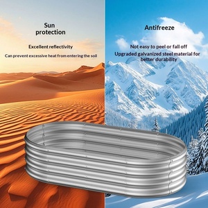 Fioriera Ovale Rialzata in Acciaio Zincato, Vaso in Metallo <span class=keywords><strong>per</strong></span> Ortaggi Erbe Aromatiche Fiori, Letto da Giardino Esterno <span class=keywords><strong>per</strong></span> Cortile - Product Image 5