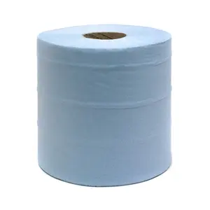 Rouleau à main industriel bleu Serviette en papier de pâte recyclée pour toilettes pour le séchage des mains