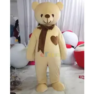 Efun最小起订量1 pc万圣节派对定制浅棕色泰迪熊吉祥物服装成人尺寸卡通动物服装待售