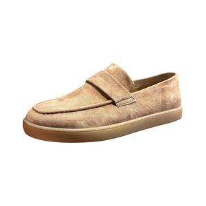 QHCCID Mocassins en daim pour hommes, à enfiler, décontractés, à talon bas, légers, couleur unie, marron, abricot, café, jeunesse, 18-40 - Product Image 2