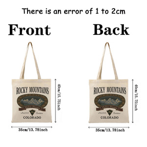 Bolsa de Lona Resistente con Diseñ<span class=keywords><strong>o</strong></span> Gráfico para Actividades al Aire Libre, Bolsa de Compras Reutilizable Personalizada para Mujer, Estilo Vintage - Product Image 2