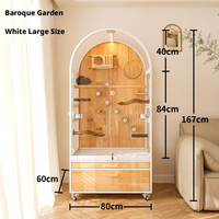 Cage à oiseaux moderne semi-circulaire en bois massif, villa pour perroquets en verre transparent, grande volière d'intérieur pour animaux de compagnie, cadre en fer pliable
