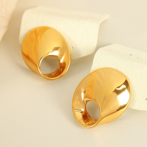 Spiral <b>Stud</b> <b>Earrings</b> Gold <b>Silver</b> Plated Titanium Steel Women's Fashion Jewelry EH619 - Product Image 2