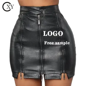 XIUYU faux leather skirt falda jupe mini falda de cuero plus size pu pencil saia casual club sexy lady female women wrap skirt