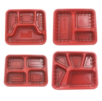 Boîte alimentaire jetable en plastique à 4 compartiments avec couvercle transparent pour la préparation de repas à emporter, idéale pour la restauration