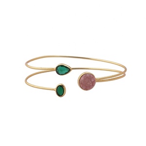 กำไลข้อมือหินมูนสโตนธรรมชาติและน้ำตาลดรูซี่อัญมณีทำมือปรับได้นับล้านล้านล้านและกำไลข้อมืออัญมณีทรงรีเป็นของขวัญ - Product Image 3