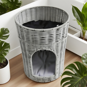 Condominio personalizzato per cani in Rattan a 2 livelli | Salotto aperto e grotta chiusa, mobili per animali Multi-gatto salvaspazio, colori/dimensioni personalizzati - Product Image 6