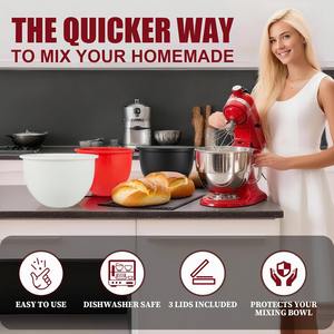 Inserts de bol en silicone de haute qualité pour mélangeurs KitchenAid 5Qt à tête inclinable, inserts de bol avec couvercles, compatibles, réutilisables - Product Image 4