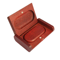 JIFU Flash Drive USB 3.0 Kayu Maple Merah Bentuk Elips 16GB/32GB/64GB/128GB/256GB dengan Kotak Kayu, Logo Ukiran Sesuai Pesanan
