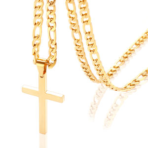 Collane con Ciondolo a Croce Cristiana e Catena da Uomo OUMI all'Ingrosso Placcate Oro 18K in Acciaio Inossidabile 316L - Product Image 4