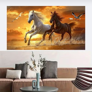Murales Personalizzati Extra Large con Cavallo in Corsa, <span class=keywords><strong>Arte</strong></span> <span class=keywords><strong>Contemporanea</strong></span> su Tela, Design Paesaggistico, Dipinti e <span class=keywords><strong>Stampe</strong></span> per Soggiorno - Product Image 5