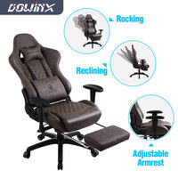Chaise de bureau d'ordinateur à dossier haut, chaise de bureau en PU, ergonomique, réglable en hauteur, chaise de bureau pivotante, chaise de jeu