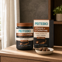 PEITEBIO CoQ10 L-Carnitine – Complément Quotidien Vitalité – Gommes à Mâcher Énergisantes Saveur Bœuf – Soutien Énergétique Cellulaire et Style de Vie Actif – 90 unités