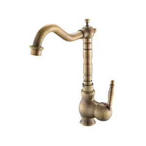 Klassischer Waschbecken Wasserhahn Antike gebürstete Bronze Wasserhähne Einhand Messing Küchen armatur