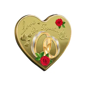 خاتم عشّاق على شكل قلب ، عملة تذكارية ، 52 نوع من العملات التي تحبها لغتك ، هدايا عيد الحب