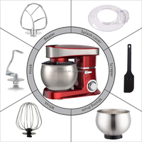 Mélangeur à pâte électrique domestique 5L 6L 1200W, mélangeur à farine automatique planétaire pour boulangerie, mélangeur à tête inclinable, mélangeur alimentaire de cuisine
