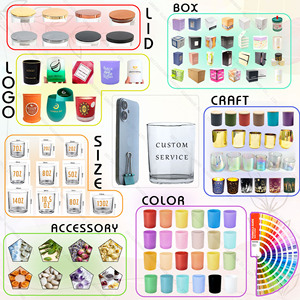 Frasco de Vidrio para Velas Vacío LANGXU Azul y Mabe, Personalizado, con Relieve, 7oz 11oz 15oz, con Tapas, Superficie Azul con Relieve Curvo - Product Image 5