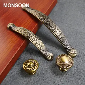 Gió Mùa Cổ Điển Tủ Quần Áo Bằng Gỗ Vòng Ngăn Kéo Antique Brass Nhà Bếp Tủ Gỗ Nội Xử Lý Đối Với Tủ Tủ