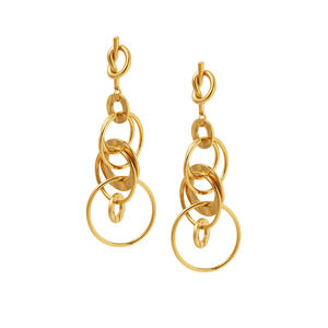 Pendientes de acero inoxidable chapados en oro, pendientes circulares retro de varias capas, pendientes chapados en oro de 18 quilates, accesorios de moda. - Product Image 1