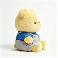 Adorable Ours en Peluche Mignon et Chubby, Jouet en Peluche Doux avec Chemise Bleue et Salopette Grise, Cadeau en Peluche pour Enfants, Souvenir en Peluche
