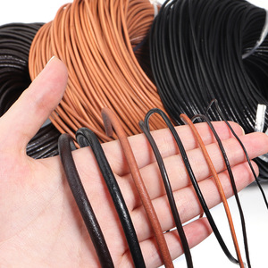 Genuine cowhide <b>rope</b>, top-grain leather, round or flat <b>rope</b>, original color, DIY handmade leather craft materials, <b>bracelets</b>, - Product Image 4