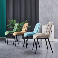 Chaise de Salle à Manger de Restaurant Moderne Luxe Nordique Vert Bleu Gris Rembourrée en Tissu Velours pour Table de Salle à Manger