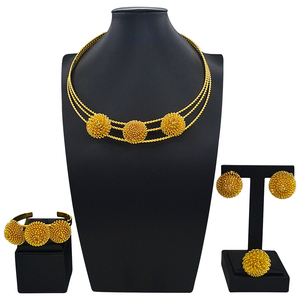 2026 Fashion Trendy Wedding <strong>Jewlery</strong> Set Luxury Glod Plated Jewelry Necklace for Women Set - Product Image 6