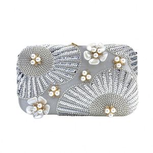 Bolsa de pulsera ligera y duradera de seda satinada con bordado de perlas multicolores, ideal para eventos nocturnos, bodas y... - Product Image 4