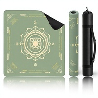 Tapis de mahjong américain géométrique vert sauge, protection de bureau rembourrée en caoutchouc, insonorisant, imperméable, résistant aux liquides, sans plis
