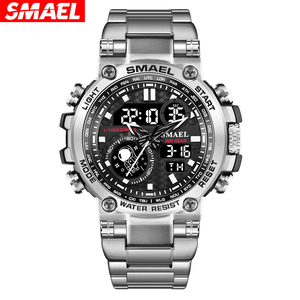 <span class=keywords><strong>Reloj</strong></span> de Pulsera <span class=keywords><strong>SMAEL</strong></span> 8095 con Correa de Acero Inoxidable, <span class=keywords><strong>Reloj</strong></span> Electrónico de Cuarzo <span class=keywords><strong>Deportivo</strong></span> de Moda, Relojes con Alarma y Doble Hora para Hombre - Product Image 6