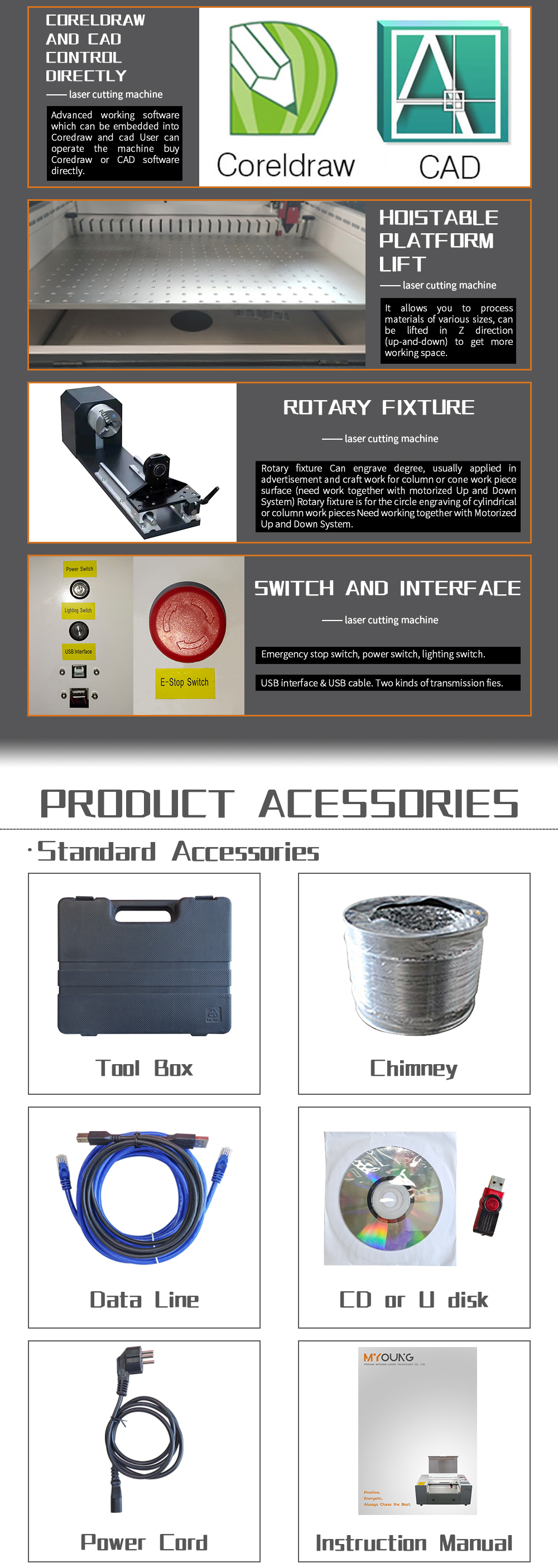 60w 75w Myoung 700*500mm CO2 laser cutting machine With laser cutting acrylic
