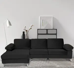 可定制l形组合沙发布艺转角沙发床带躺椅木架弹簧天鹅绒家用客厅沙发