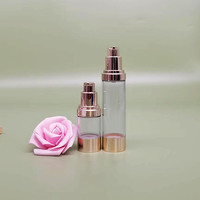 En stock, vente flash : flacon pompe à vide pour huile essentielle, transparent, or, bleu, 15 ml, 30 ml, 50 ml, emballage plastique doré, flacon pour crème