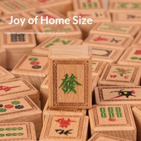 Mahjong en bois massif de hêtre, 37,5 tuiles, pour usage domestique, boîte en bois massif de hêtre, 37,5 tuiles de mahjong en bois de hêtre dans une boîte en bois.