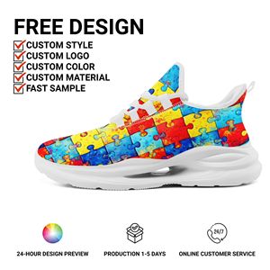 Chaussures de course décontractées à motif coloré, respirantes, avec empeigne en maille, personnalisables avec logo OEM/ODM, vente en gros directe d'usine pour hommes et femmes - Product Image 2