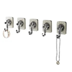 Non-perforated Small Hook Milk Silver 5 Pack Strong Load-bearing Viscose Wall Non-marking Door Rear Hanger Key Hanger Kitchen