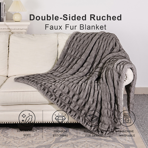 بطانية من فرو الأرانب الصناعي، قماش 100% بوليستر، ناعمة، من نوع لورا مينكي، للأريكة والسرير، بطانية شتوية - Product Image 1