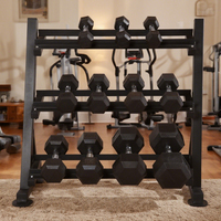 Support réglable pour haltères, étagère à haltères hexagonaux à trois niveaux, support de rangement pour salle de sport commerciale ou à domicile