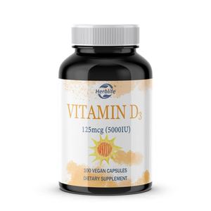 Capsules de vitamine D3 OEM ODM pour soutenir la santé des muscles, renforcer les os, équilibrer l'humeur, soutenir le système immunitaire, complément alimentaire végétalien - Product Image 1