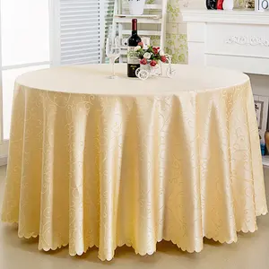 Düğünler için ucuz jakarlı yuvarlak masa örtüleri ve polyester lüks masa örtüleri