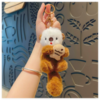 Porte-clés en peluche de loutre marine de dessin animé, doux, léger, portable, pendentif pour sac d'école, figurine mignonne pour étudiant, décoration