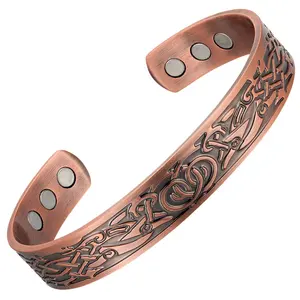 Factory Wholesale Two Dragon Viking Copper Bangle Arthritis Bracelets for Men Wide Changeable Bangle Bracelet