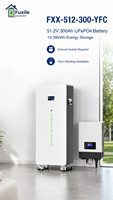 Batterie de stockage d'énergie solaire LiFePO4 51.2V 10-20KW à montage mural mobile avec roulettes, écran tactile, BMS intelligent, extension parallèle, OEM/ODM