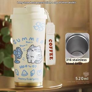 Mug isotherme en acier inoxydable 700 ml avec paille, motif dessin animé, pour café, bureau, camping, vente en gros - Product Image 5