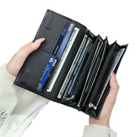 Dompet kulit buaya cetak timbul wanita merek desainer mewah dompet bingkai metalik wanita besar dompet dompet kulit asli