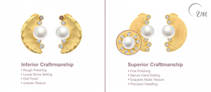 Unisex Classic Exquisite 18K Solid Gold Half-Moon <b>Pearl</b> Stud <b>Earrings</b> Symmetrical Frosted Fine Jewelry VM.Jewelry - Product Image 5