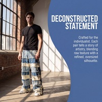 Pantalon Streetwear Homme en Denim Selvedge 100% Coton, Jean Patchwork Multicolore Original pour Hommes Bale